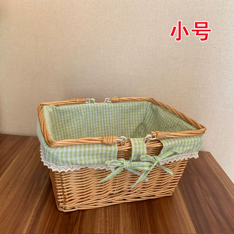 Корзина из ротанга для хранения цветов, корзина для покупок, корзина из ротанга, объёмная корзина зеленая для пикника