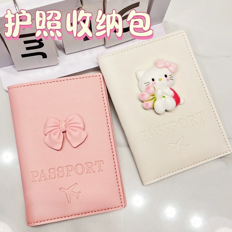 旅行書類バッグ、新しい多機能カードホルダー、女の子向けのかわいい漫画の見栄えの良いパスポート収納フォルダー|undefined