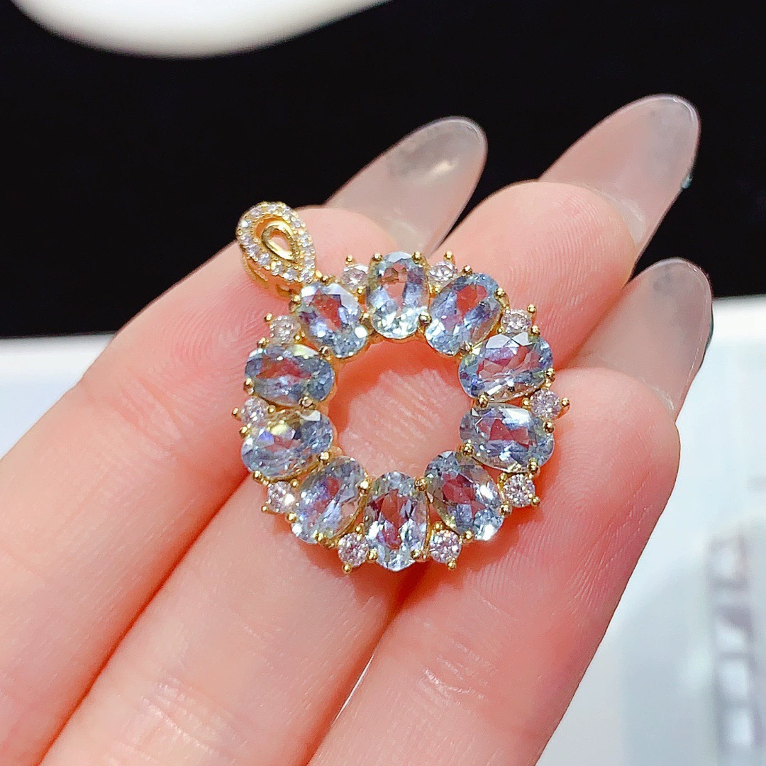 Подвеска из натурального аквамарина, серебро 925 пробы, свежая доступная роскошь, высококачественные цветные ювелирные изделия, цепочка на ключицу, женские ювелирные изделия, оптовая продажа