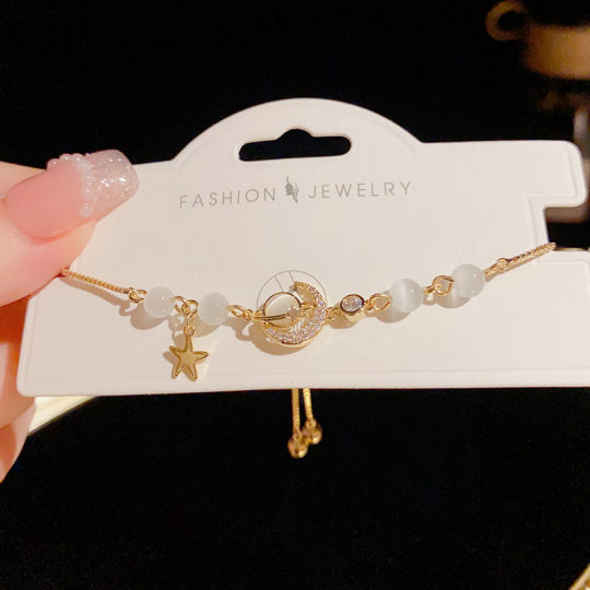Fashion High Sense Planet Moon Opal Pull-out Bracelet Retro Sweet Cold Style Summer New Style Bracelet