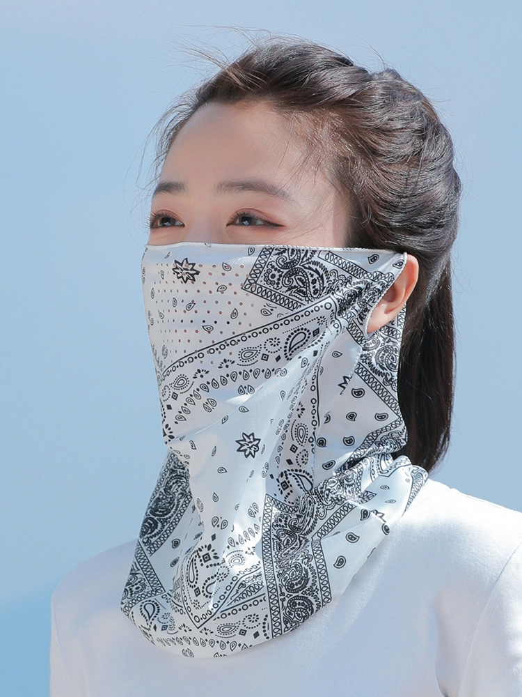 Солнцезащитная маска, защита для шеи, новая маска для лица из ледяного шелка лета 2025 года, мужская и женская спортивная рыболовная вуаль с ушками