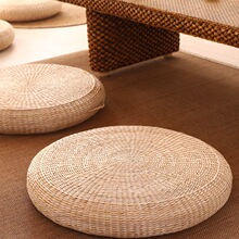 榻榻米软坐墩家用打坐禅修垫草编垫子跪拜垫绢花通用无蒲团垫客厅