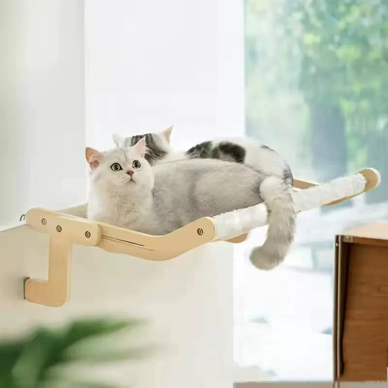 木质猫吊床阳台窗户悬挂式猫窝可拆洗猫挂床架实木便携猫咪挂床