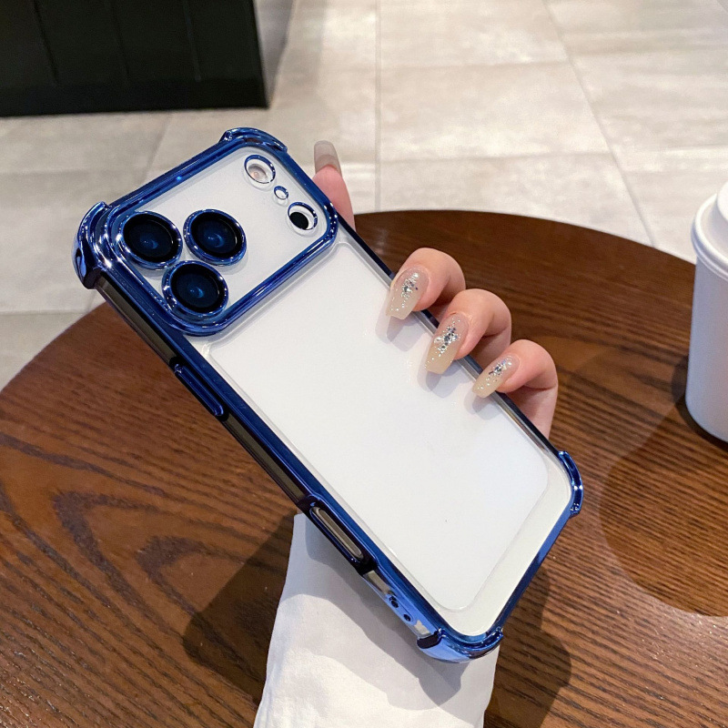 适用iPhone17PROMAX气囊防摔手机壳苹果16电镀透明镜头膜防摔硬壳|undefined