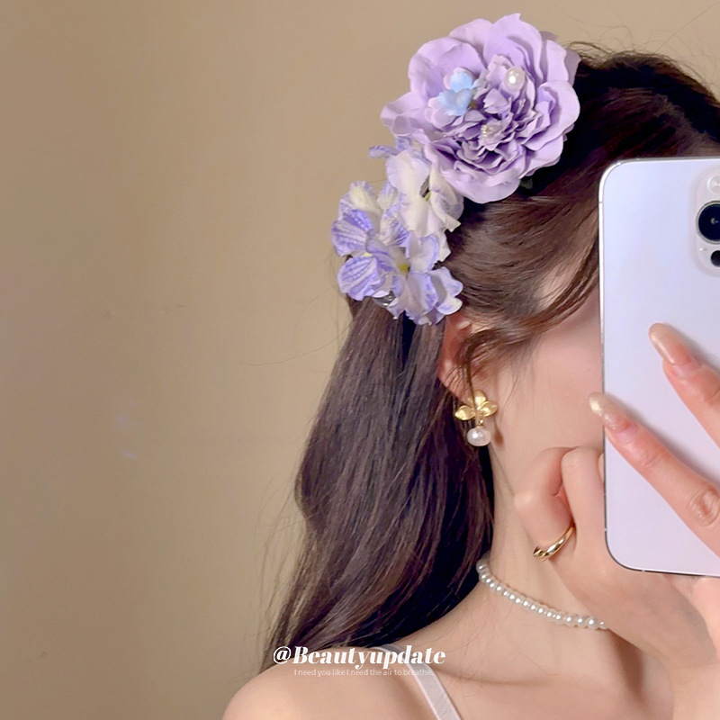 Super hada con incrustaciones de diamantes, flor perla, clip de boca de pato, ambiente fotográfico, horquilla, moda, todo fósforo, accesorios para el cabello, sentido de alta gama