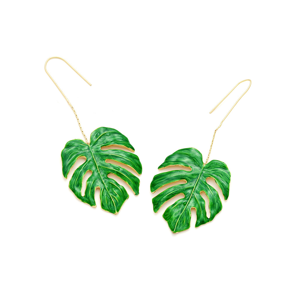 Sweet Leaf Zinc Alloy Enamel Women's Drop Earrings 1 Pair display picture 6