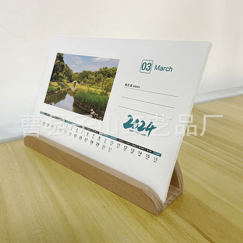 Calendario de escritorio de madera creativo 2025 calendario corporativo base de calendario perpetuo multifuncional escritorio de escritorio de oficina doméstica decoración de madera