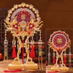 2色両面重工団扇花嫁結婚diy材料古風手作り秀禾高級マスク喜扇