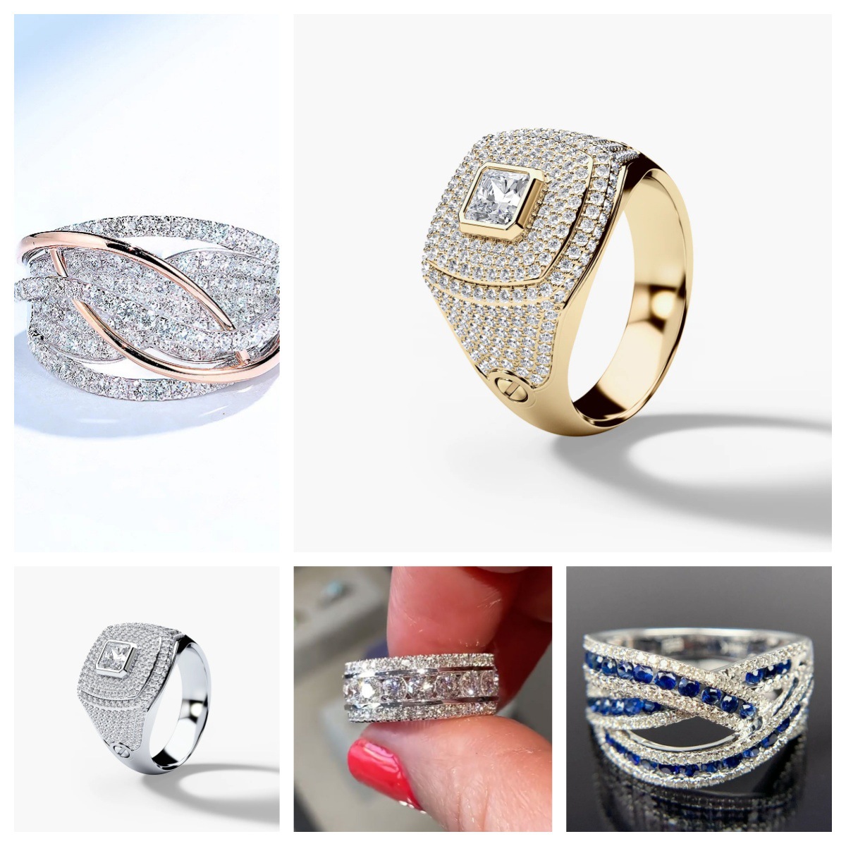 Domineering Hot-Selling Luxury Group-Set Zircon Full Diamond Ring European and American Fashion Micro-Set Zircon Engagement Diamond Ring Ring