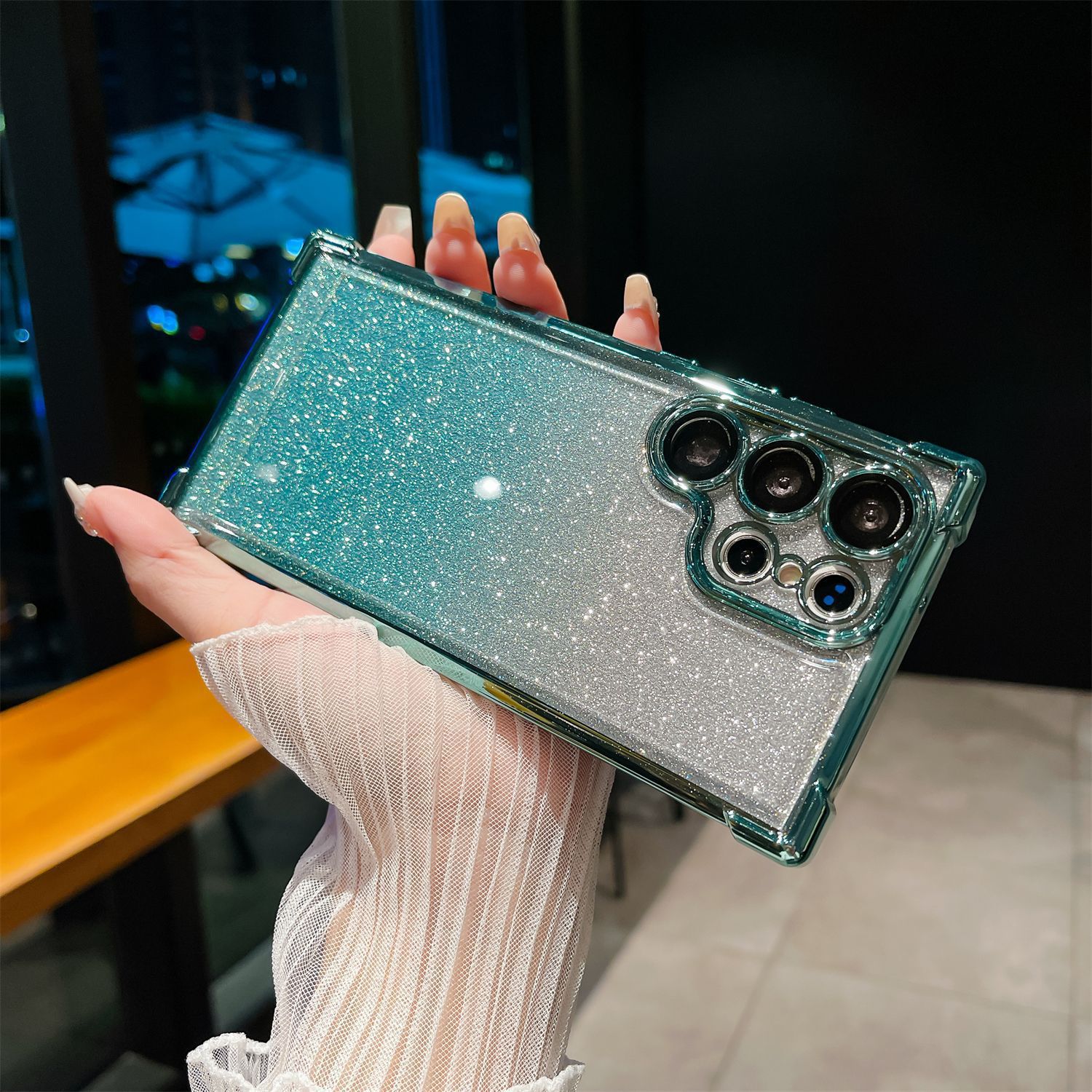 Funda para Teléfono Móvil Samsung S26 Ultra, A17, Electrochapada, con Cuatro Esquinas con Airbag Anticaídas, Degradado Brillante, S25, Funda Rígida Anticaídas