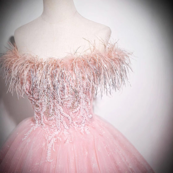 pink Adult Ceremony Birthday Evening Dress Women's off-shoulder Backless High-end Light Luxury High-end Art Test Host