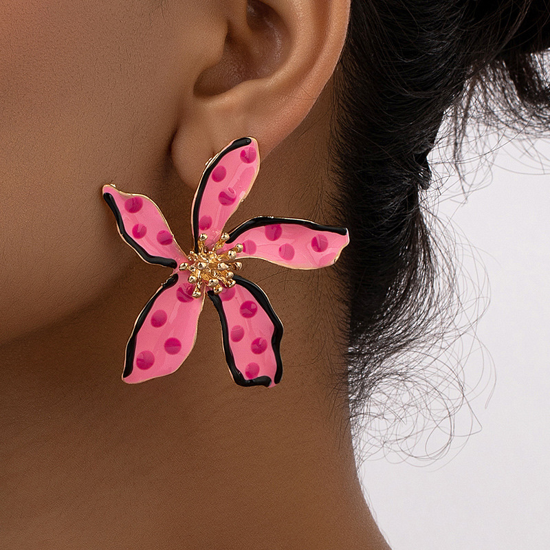 1 Pair Pastoral Flower Enamel Alloy Ear Studs display picture 5