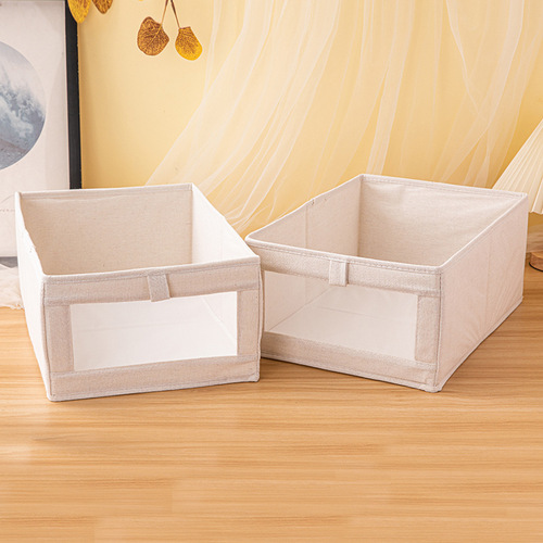 Japanese cotton and linen clothing storage box, household drawer-style fabric storage box, foldable wardrobe storage gadget