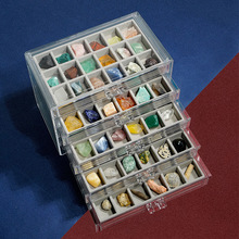 90种天然水晶原石珍宝阁化石岩石标本盒蜜蜡朱砂孔雀石摆件毕业礼