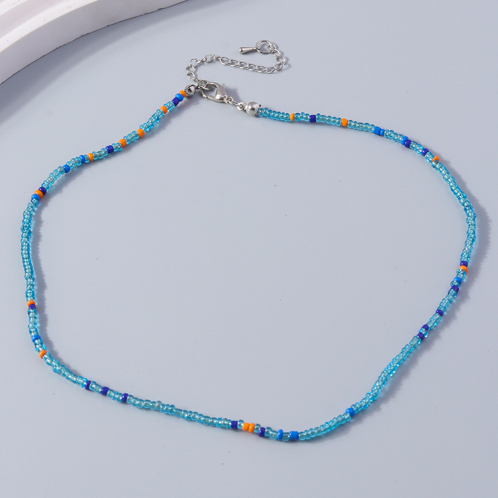8g Weight Necklace Classification Simple Style Round Resin Seed Bead Beaded Chain Beaded Necklaces Wholesale