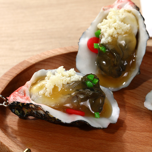 Fun simulation food barbecue clams oysters scallops food model diy miniature food toy keychain pendant