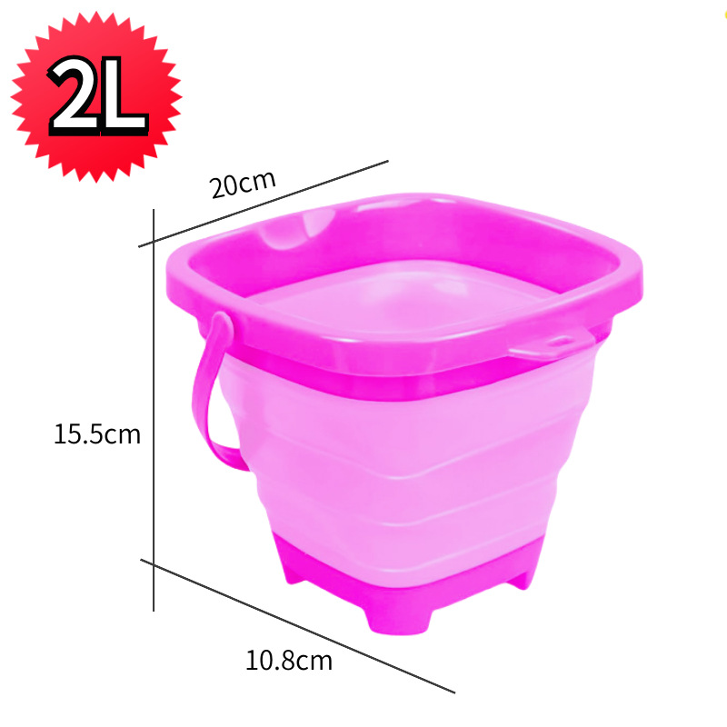Barril de mano de castillo de playa plegable transfronterizo 2L bebé jugando en el agua arena goma suave retráctil cubo de silicona al por mayor