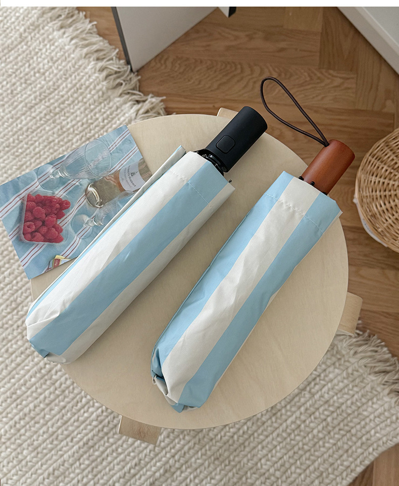 Automatic Folding Umbrella With Uv Protection And Black Coating_voghion.com