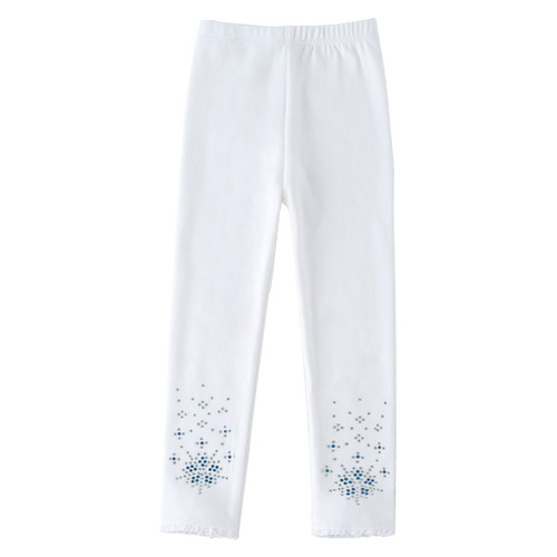 Girls' Elsa Princess Embroidered Denim Pants  Autumn Glittered Medium and Small Children's Versatile Pants Spring and Autumn Outwear Children's Pants