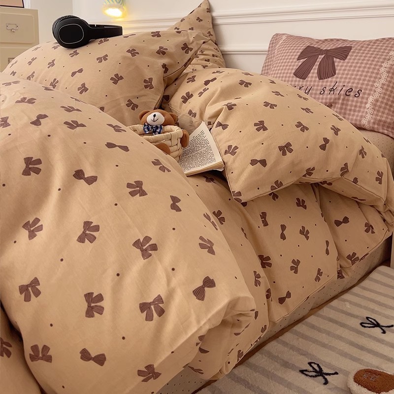 2025 nuevo traje de cuatro piezas de cama de algodón pequeño y fresco algodón de invierno funda de edredón sábana sábana ropa de cama de dormitorio juego de cama