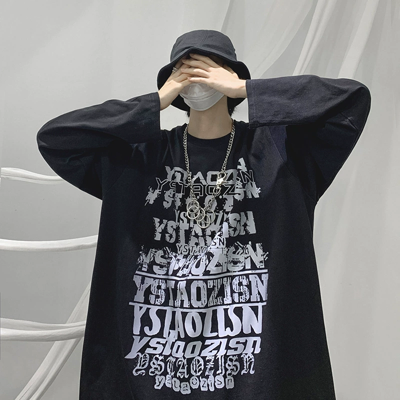 Европейский и американский свитер с высоким уличным настроением, Мужская модная брендовая Ранняя осень, Американская футболка с длинными рукавами, тяжелая майка с западного побережья