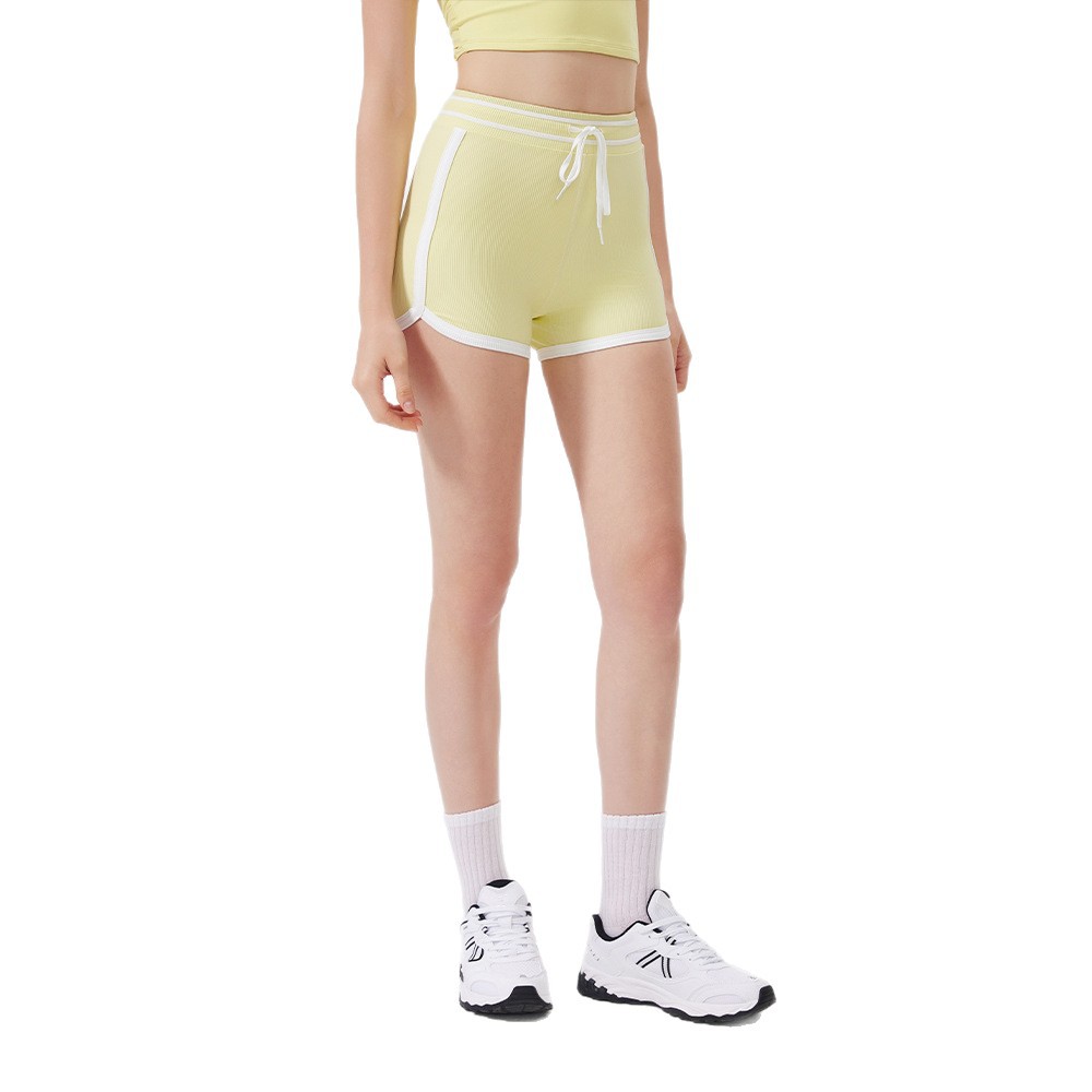 Contrast Color Trim High-Waisted Peach Butt-Lifting Seamless Hot Pants Sports Shorts Running Fitness Yoga Pants for Women