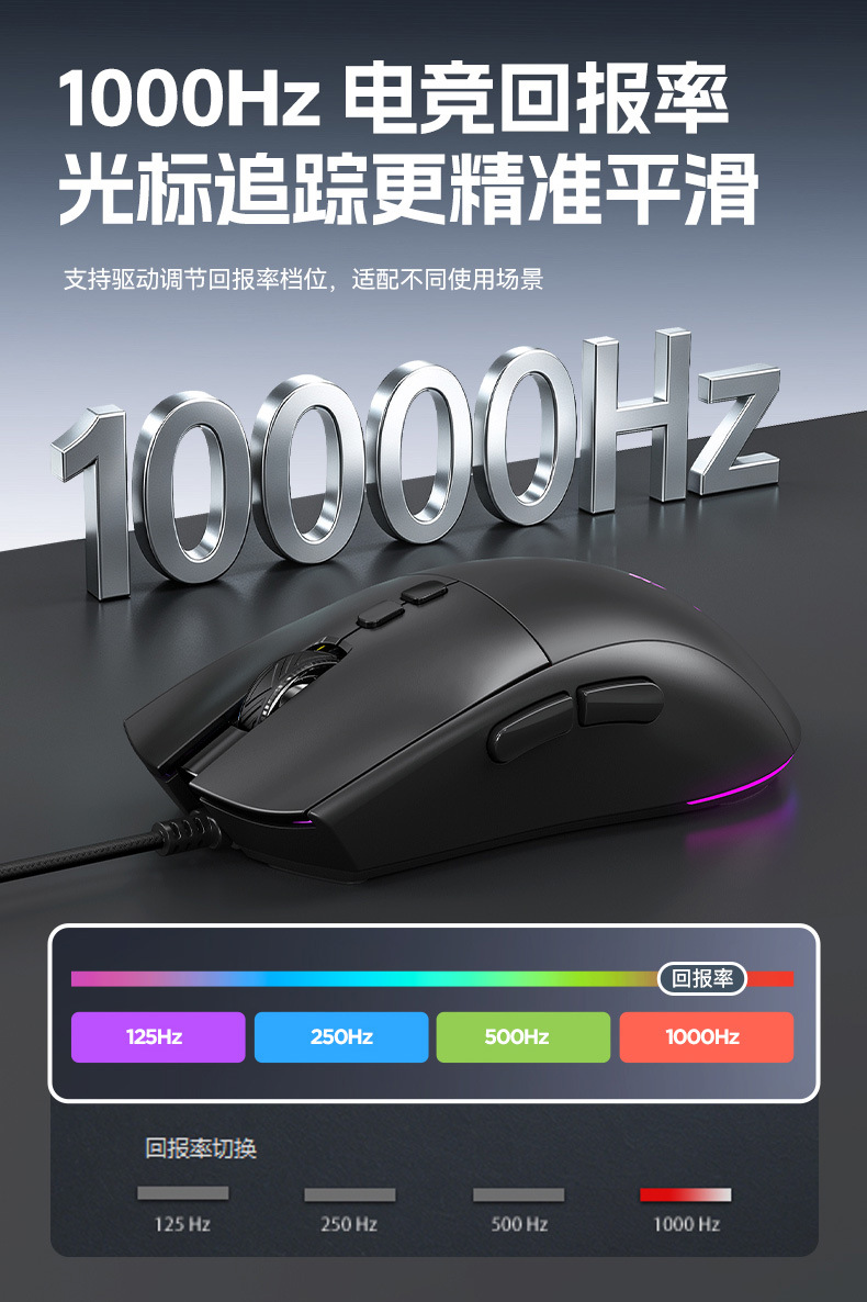 T-WOLF雷狼G510游戏鼠标有线7键电竞机械RGB跑马灯宏驱动自定义