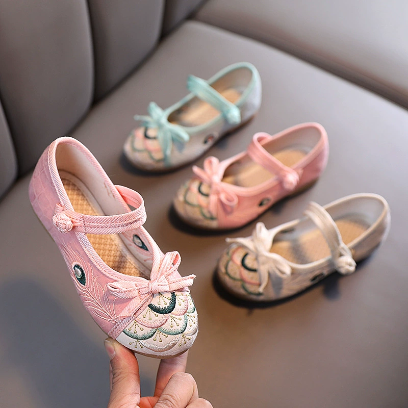 Обувь с вышивкой для девочек Hanfu, детская Тканевая обувь, обувь принцессы в национальном стиле, студенческий костюм, обувь для выступлений на столе