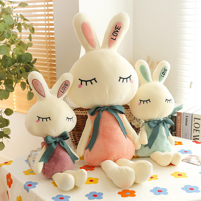 跨境可爱love兔子毛绒玩具公仔布娃娃玩偶超萌儿童情侣兔长耳朵兔