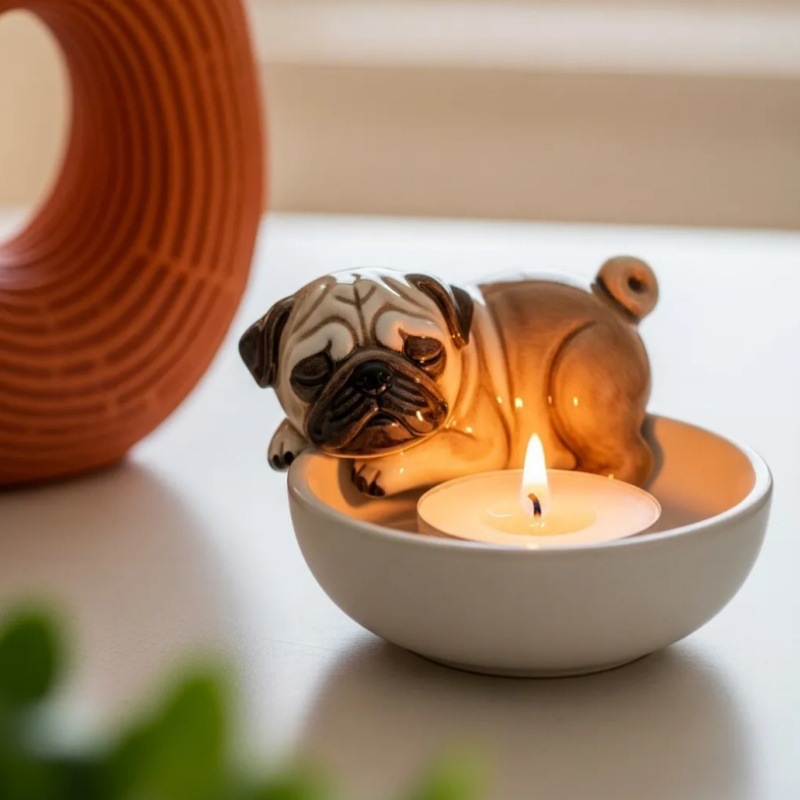跨境新品Puppy Tea Light Holder 小狗烛台摆件树脂摆件工艺品|undefined