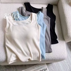 8203#新款蕾丝拼接设计宽肩背心 秋冬磨毛百搭休闲方领无袖上衣女