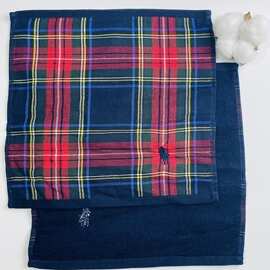 日单尾货经典款式刺绣纯棉厚实柔软吸水男士面巾毛巾方巾手帕微瑕