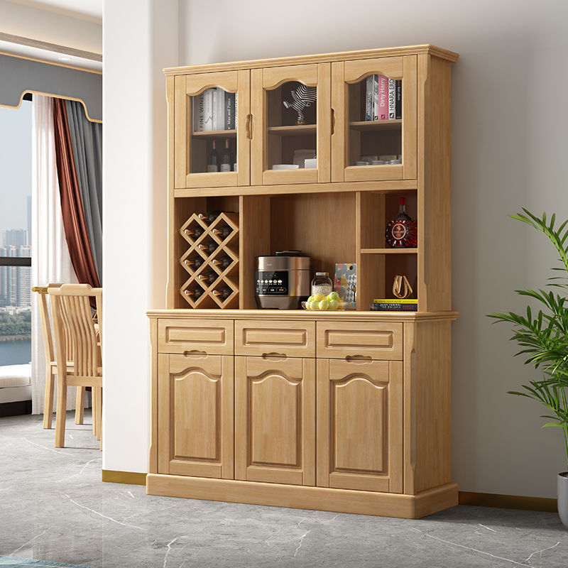 实木餐边柜茶水柜大容量客厅靠墙酒柜储物柜组合一体中式绢花通用