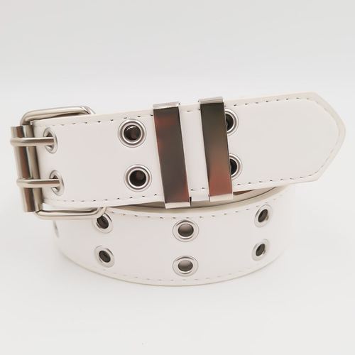 Factory Wholesale Double Exhaust Hole Girls Waist Belt European and American Popular Punk Style Jeans Belt Chain Decoration PU Belt 