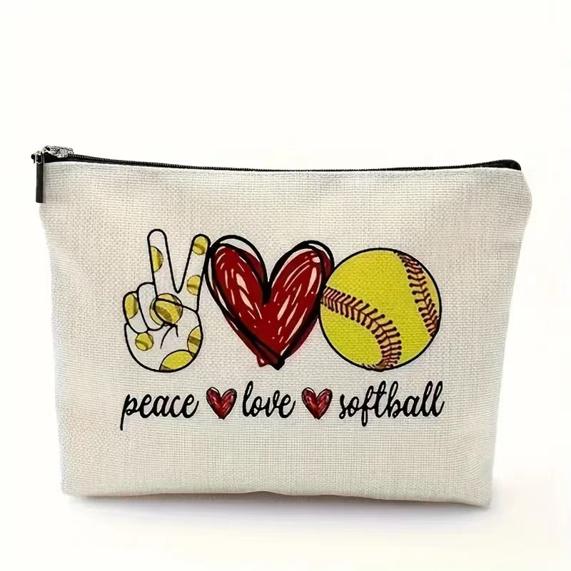 Elementos deportivos de béisbol bolsas de maquillaje impresas para chicas de béisbol bolsas portátiles de baño regalos para los amantes del béisbol
