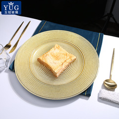 European-style gold-rimmed glass plate gold-plated plate household fruit plate steak plate sample room arrangement Western-style dining plate