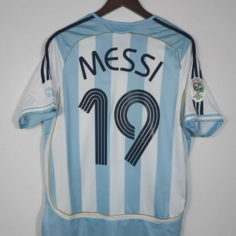adidas x Argentina Retro 2006 Home Messi #19 Jersey Light Blue/White