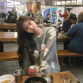 奶fufu软糯可爱卡通毛衣女百搭针织外套潮