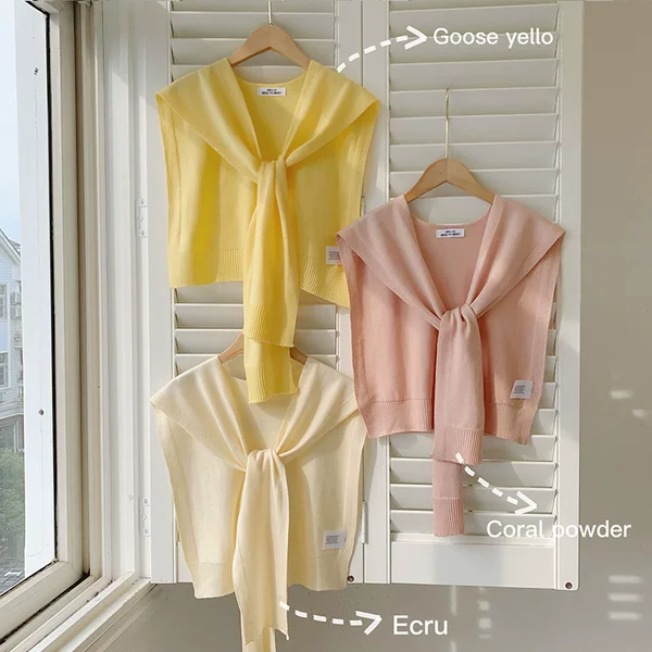 Knitted Shawl for Women, Summer 2026 New Style, High-End Solid Color Neck Protection, Sun Protection, Small Cape Scarf Wholesale