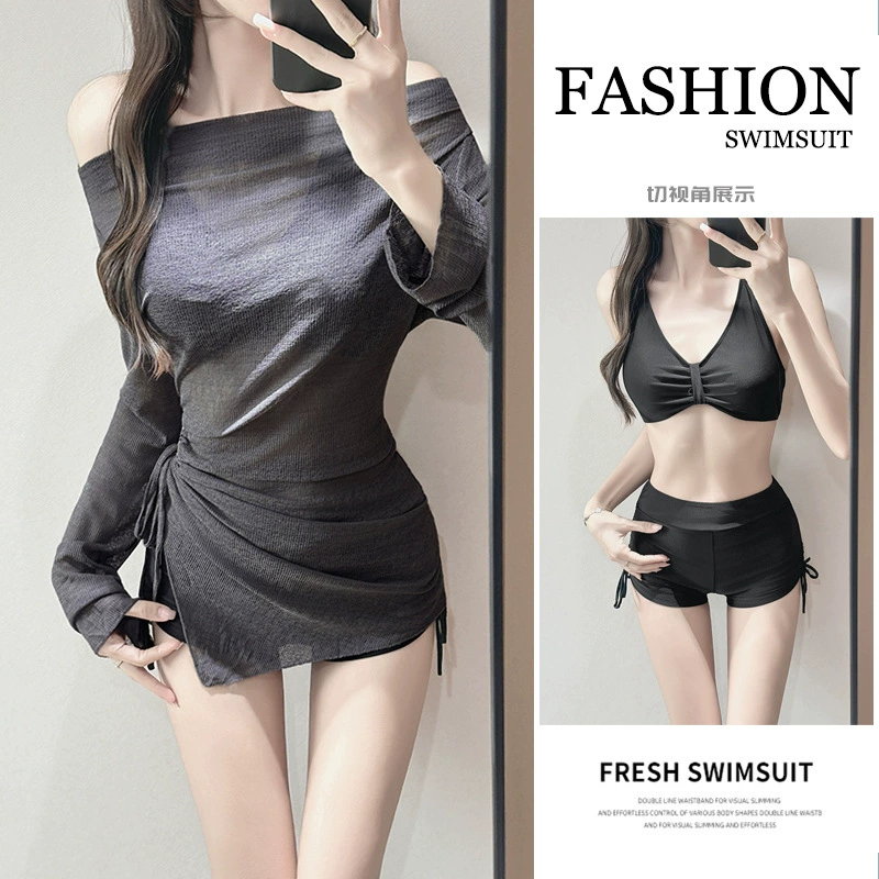 2025 новый купальник для женщин с эффектом тай-дай, спортивный раздельный боксерский бикини с длинными рукавами, накидка для защиты от солнца, для морского курорта и горячих источников