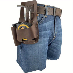 Amazon's Best-Selling Crazy Horse Cowhide Multifunctional Waist-Mounted Measuring Tape Tool Bag Lighting Flashlight Storage Bag