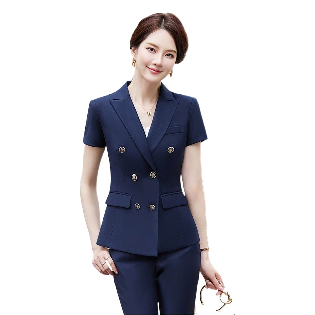 Деловая одежда Двубортный костюм Женский летний ювелирный магазин Рабочая одежда Гостиничная стойка регистрации Рабочая одежда Косметичка Темперамент Профессиональный комплект