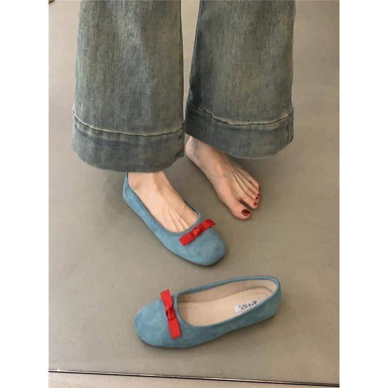 French Bow Round Toe Ballet Shoes Women's 2025 Summer New Fairy Shoes Flat Soles Gentle Temperament Single Shoes