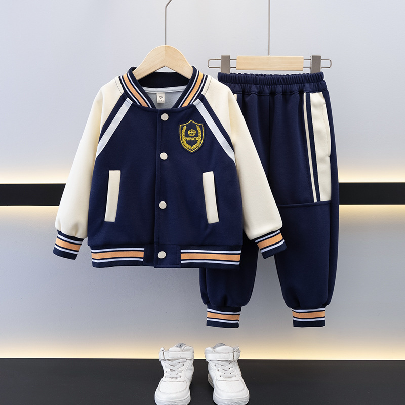 7689 Traje de primavera y otoño Estilo universitario Uniforme de escuela primaria Ropa deportiva Traje de niño pequeño y mediano Traje de dos piezas