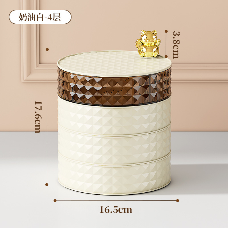 Placa de lujo ligera para el hogar sala de estar joyería caja de lápiz labial caja de almacenamiento cosméticos almacenamiento placas de almacenamiento giratorias