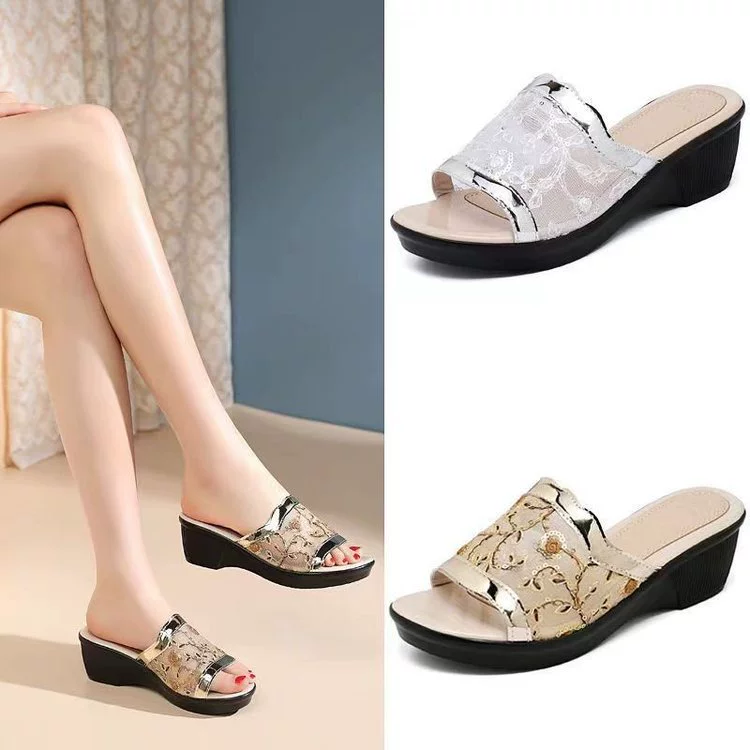 Женские тапочки в стиле ретро на толстой подошве, осень 2023, корейский стиль, летние дышащие сандалии на танкетке в британском стиле для мамы