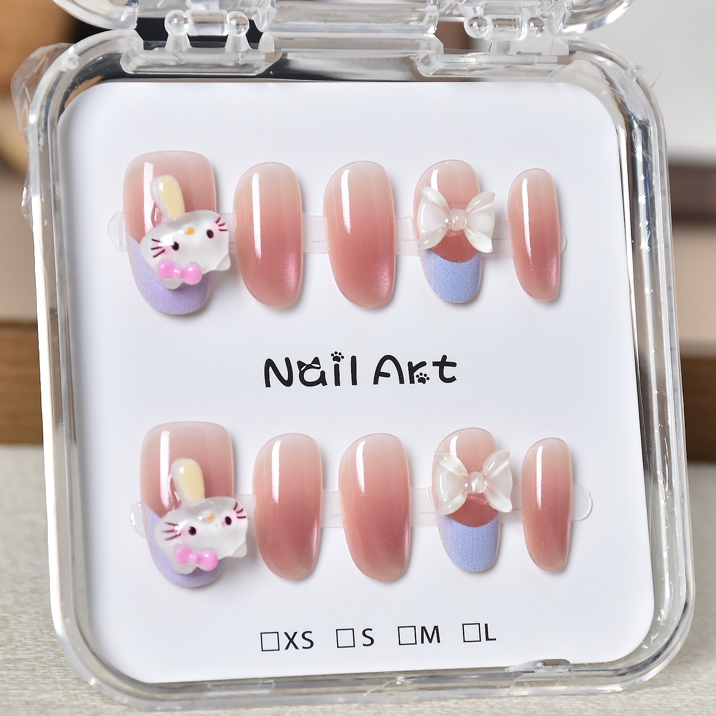Caja transparente para usar uñas tienda física al por mayor barraca de uñas parches de uñas parches de uñas falsas desmontables