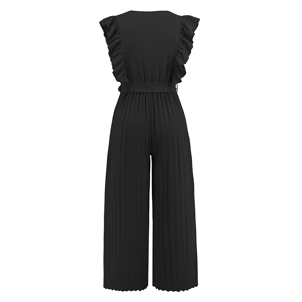 Fashion Solid Color Polyester Ankle-Length Patchwork Jumpsuits