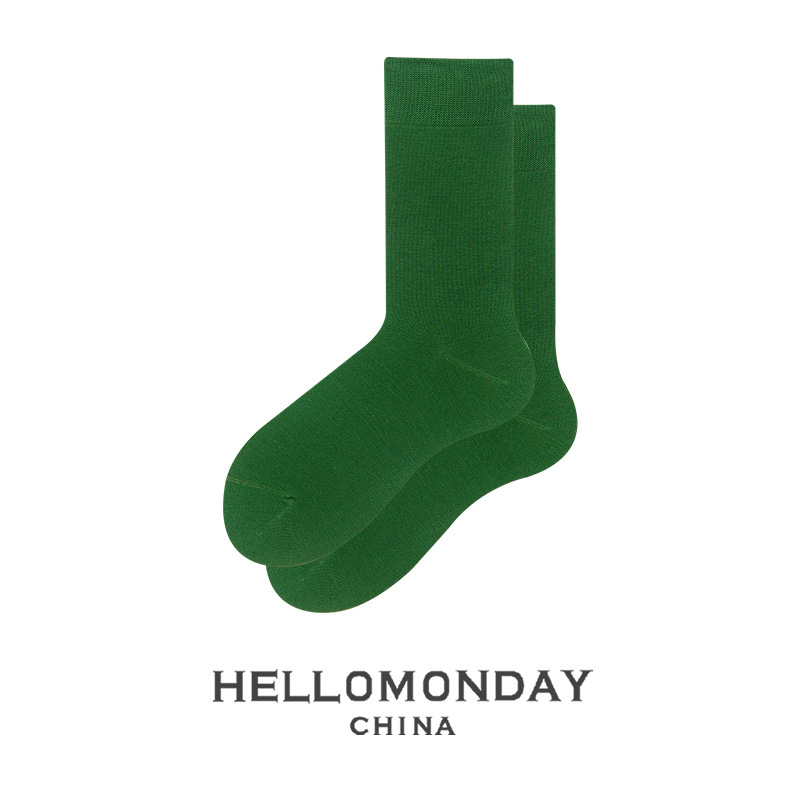 34012 Zhuji calcetines de dopamina de color sólido medias de hombre mediados de la pantorrilla ins moda estilo preppy mujeres retro japonesas