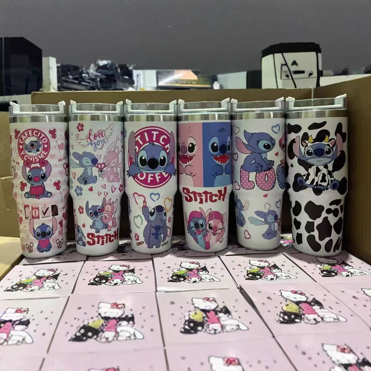 Estilo explosivo Stitch patrón de dibujos animados Ice Ba taza 30oz para coche taza de vacío de acero inoxidable 304